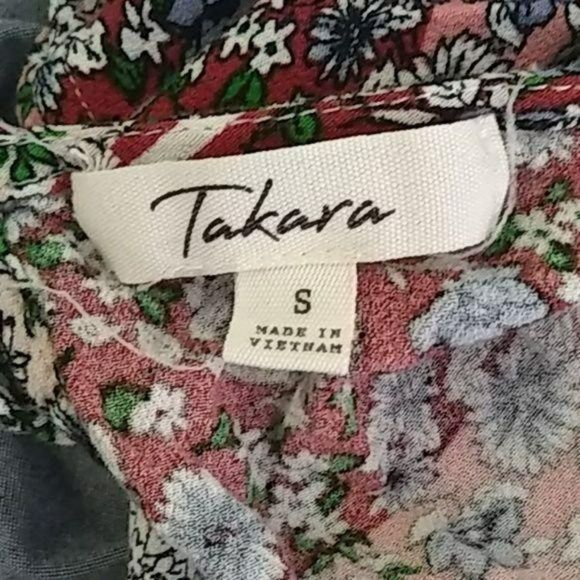 Takara Woman's Floral Boho Hippie Rayon Blouse Small - Picture 5 of 6